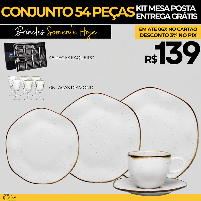 54 Peças Aparelho de Jantar em Porcelana Conjunto de Luxo - ATENCIPA BLACK 28/11